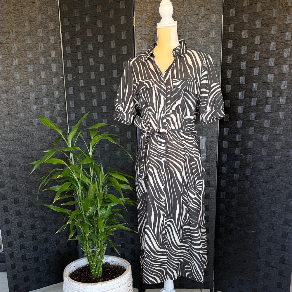 Zebra Print Wrap Dress NWT. Size 12